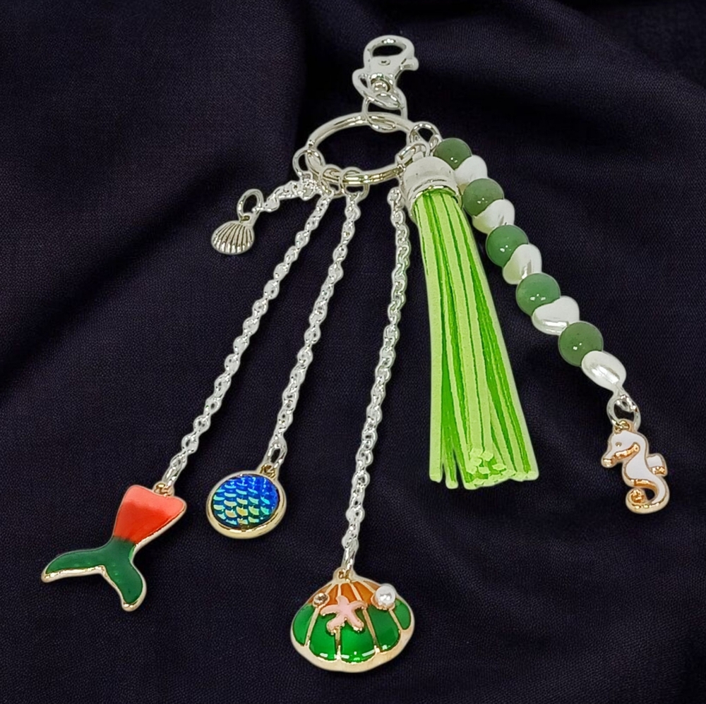 Silver Bag Charm Purse Accessory Oceancore Seaside Sardine Summer Mixed Metals